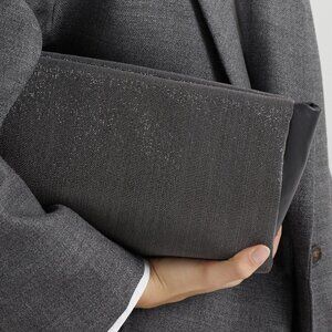 Brunello Cucinelli Precious Monili Clutch Bag Gunmetal Black New Tag